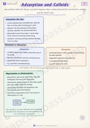 Adsorption and Colloids revision notes, page 1 of 6