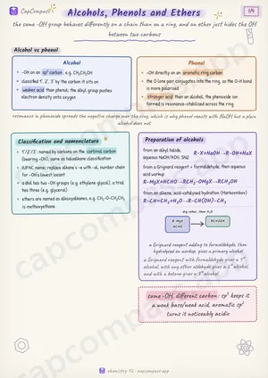Alcohols, Phenols and Ethers revision notes, page 1 of 4