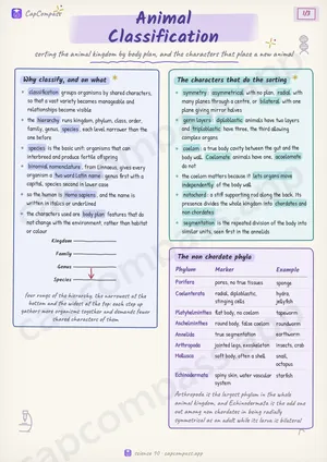 Animal Classification revision notes, page 1 of 3