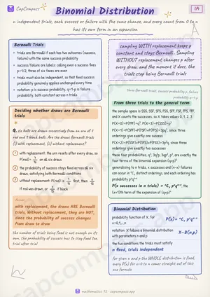 Binomial Distribution revision notes, page 1 of 4