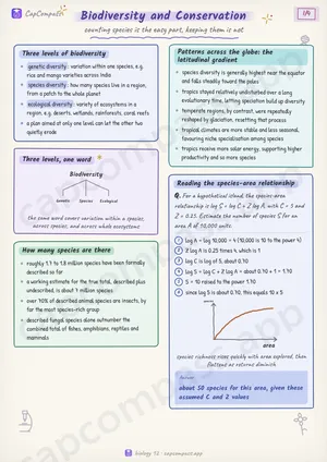 Biodiversity and Conservation revision notes, page 1 of 4