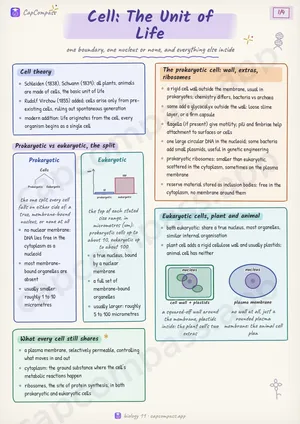 Cell: The Unit of Life revision notes, page 1 of 4