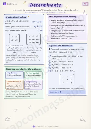 Determinants revision notes, page 1 of 3