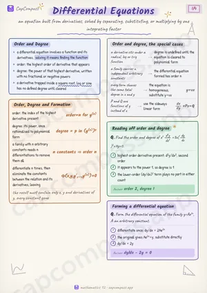 Differential Equations revision notes, page 1 of 4
