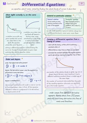 Differential Equations revision notes, page 1 of 3
