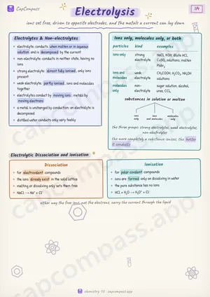 Electrolysis revision notes, page 1 of 4