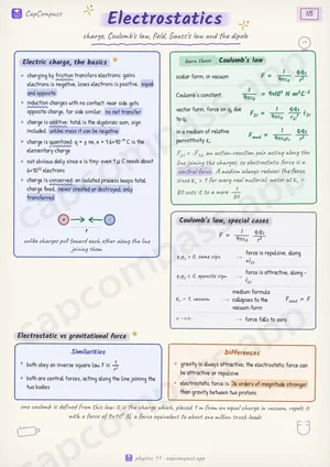 Electrostatics revision notes, page 1 of 5