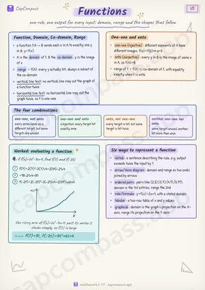 Functions revision notes, page 1 of 5