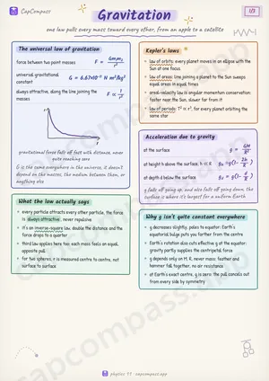 Gravitation revision notes, page 1 of 3