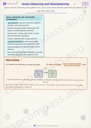 Green Chemistry and Nanochemistry revision notes, page 1 of 8