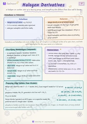 Halogen Derivatives revision notes, page 1 of 7