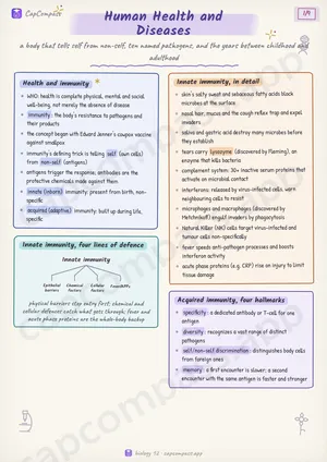 Human Health and Diseases revision notes, page 1 of 9