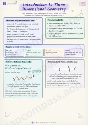Introduction to Three Dimensional Geometry revision notes, page 1 of 3