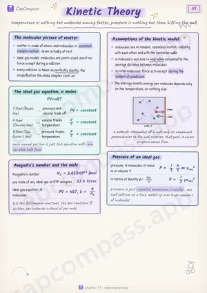 Kinetic Theory revision notes, page 1 of 3