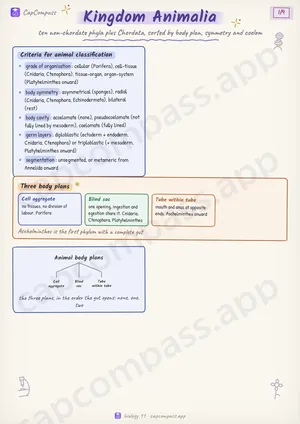 Kingdom Animalia revision notes, page 1 of 9