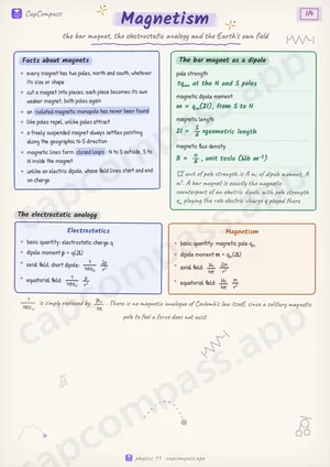 Magnetism revision notes, page 1 of 4