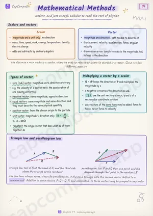 Mathematical Methods revision notes, page 1 of 4