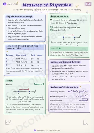 Measures of Dispersion revision notes, page 1 of 4