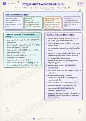 Origin and Evolution of Life revision notes, page 1 of 9