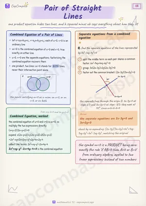 Pair of Straight Lines revision notes, page 1 of 6