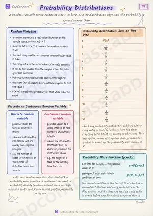 Probability Distributions revision notes, page 1 of 5