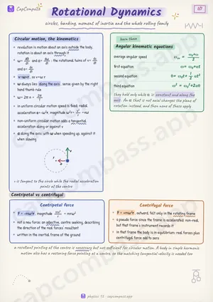 Rotational Dynamics revision notes, page 1 of 7