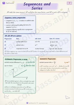 Sequences and Series revision notes, page 1 of 5