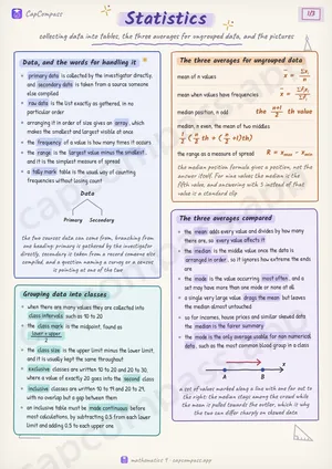 Statistics revision notes, page 1 of 3