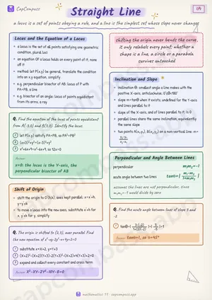 Straight Line revision notes, page 1 of 4