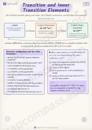 Transition and Inner Transition Elements revision notes, page 1 of 7
