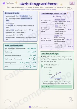 Work, Energy and Power revision notes, page 1 of 5